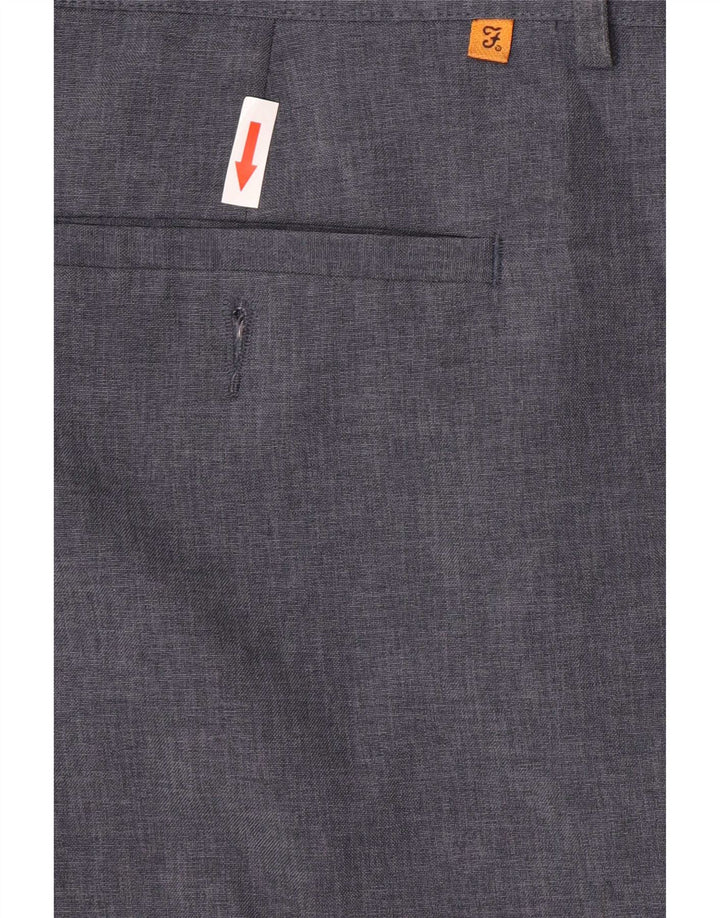 Farah Mens Straight Suit Trousers W42 L29 Grey Polyester