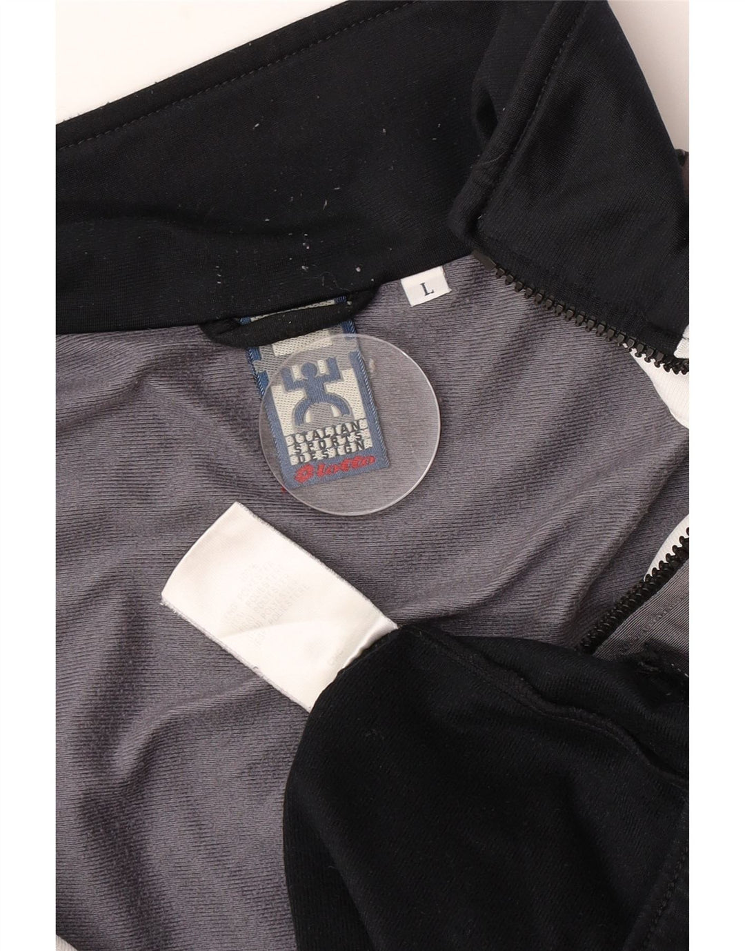 Lotto Mens Graphic Tracksuit Top Jacket Large Black Colourblock Polyester