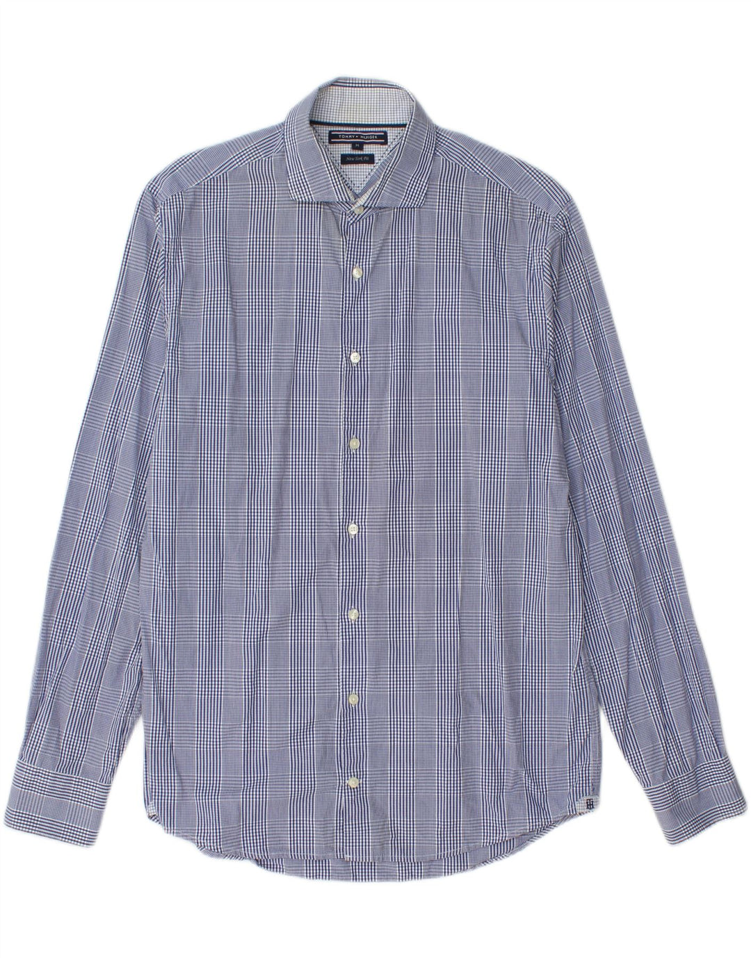 TOMMY HILFIGER Mens New York Fit Shirt Medium Blue Check Cotton Vintage Tommy Hilfiger and Second-Hand Tommy Hilfiger from Messina Hembry 