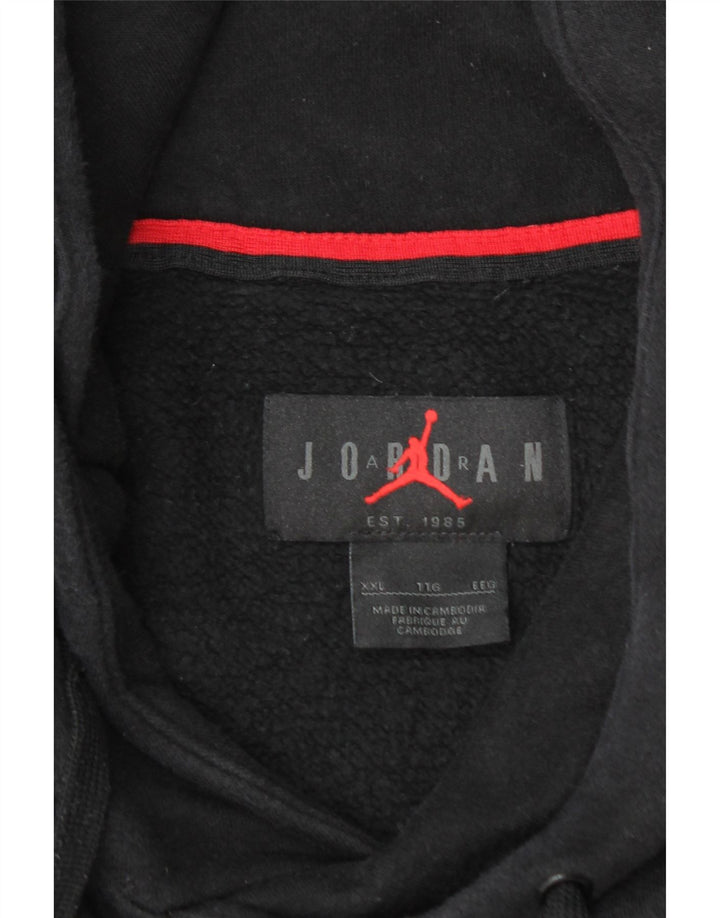 JORDAN Mens Graphic Hoodie Jumper 2XL Black Cotton