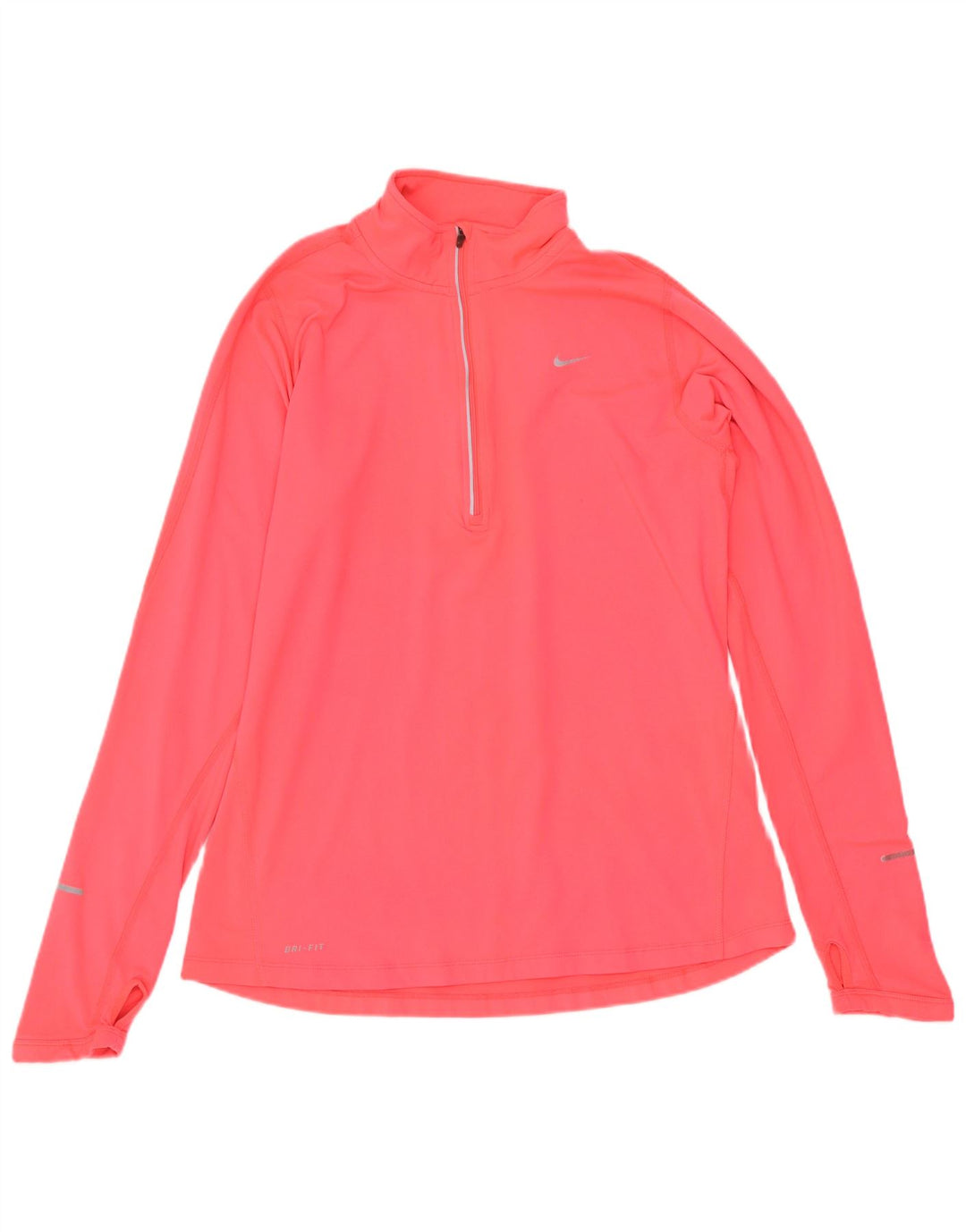 Nike Womens Dri Fit Zip Neck Pullover Tracksuit Top UK 12 Medium Pink