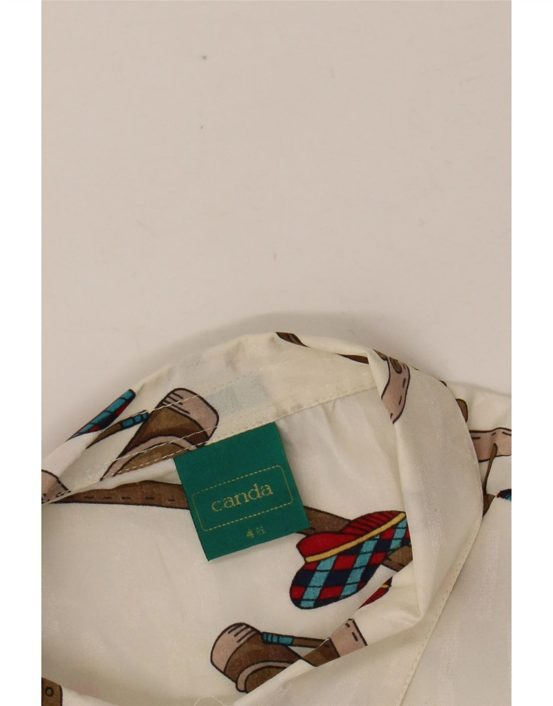 CANDA Womens Abstract Pattern Shirt Blouse IT 46 Large White Polyester