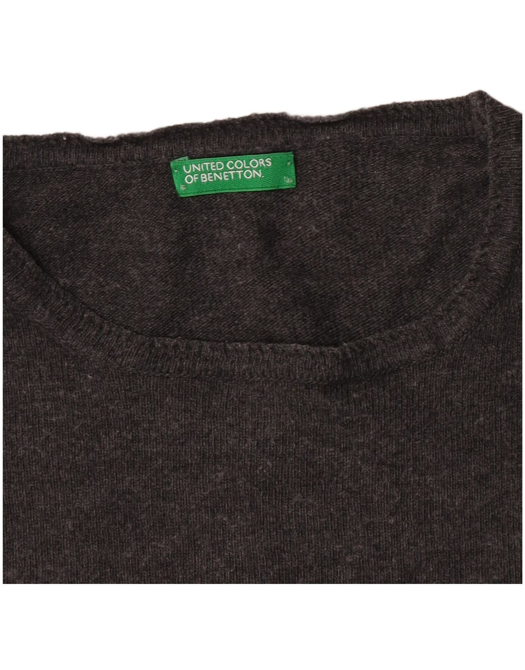 Benetton Womens Boat Neck Jumper Sweater UK 12 Medium Grey
