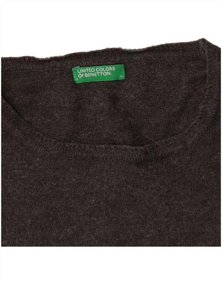 Benetton Womens Boat Neck Jumper Sweater UK 12 Medium Grey