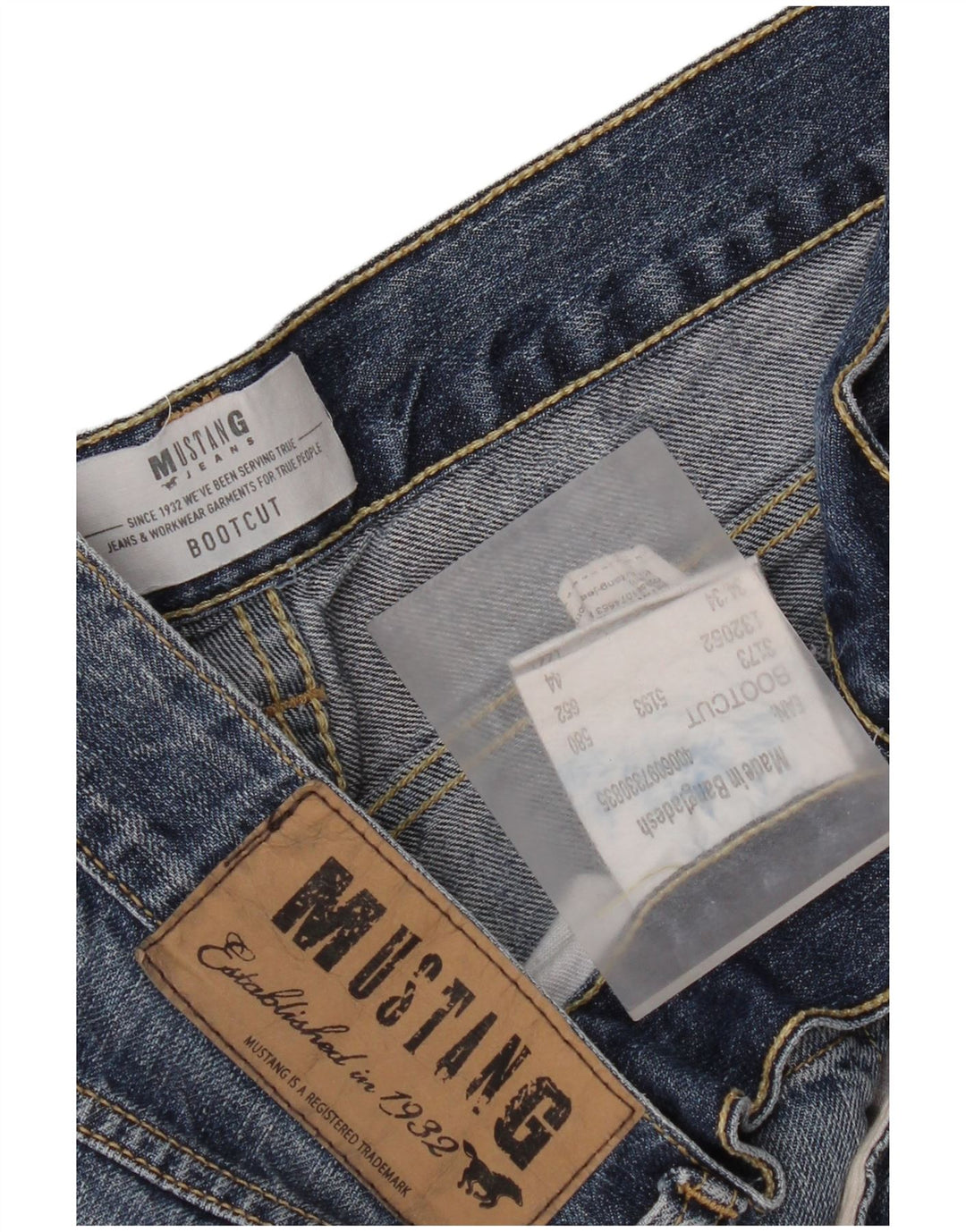 Mustang Mens Bootcut Jeans W34 L34 Blue Cotton