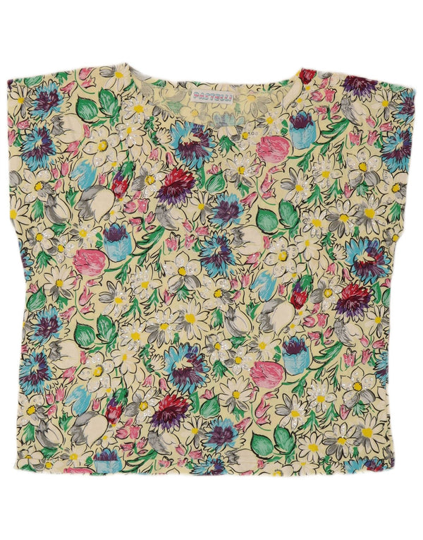 Vintage Womens T-Shirt Top UK 16 Large Multicoloured Floral