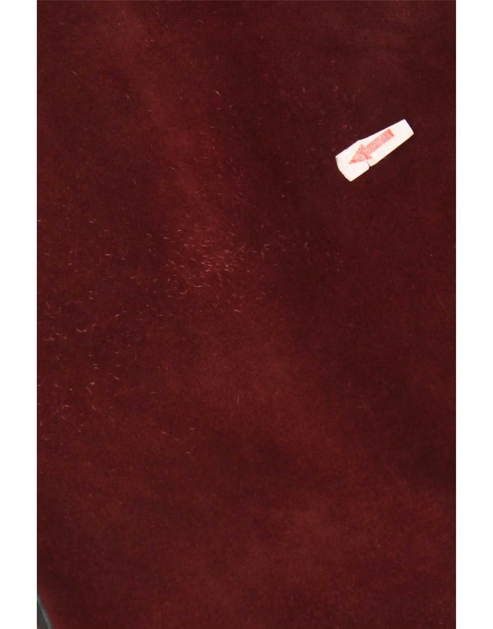Vintage Mens Suede Waistcoat XL Burgundy