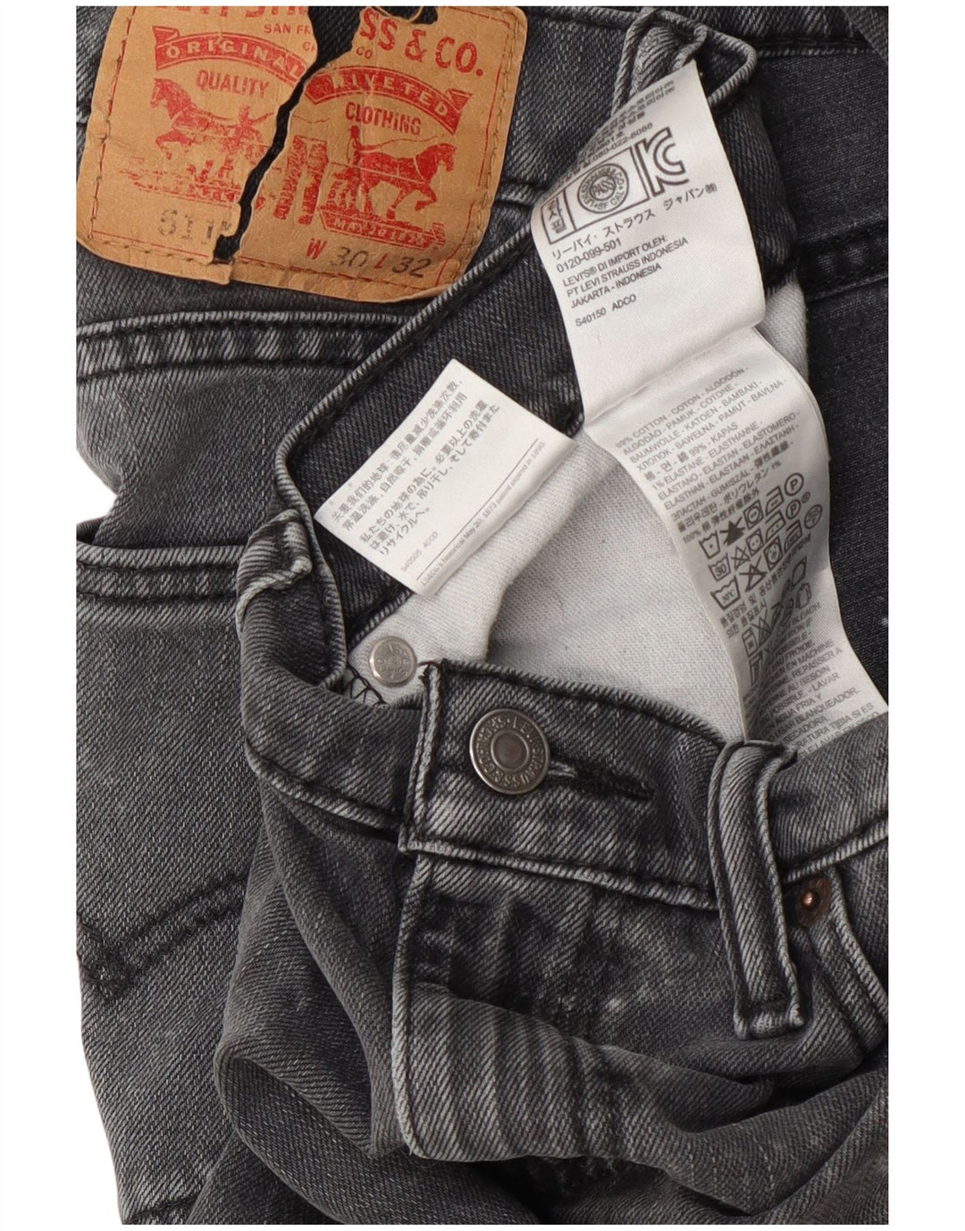 Levi's Womens 511 Slim Jeans W30 L28 Grey Cotton