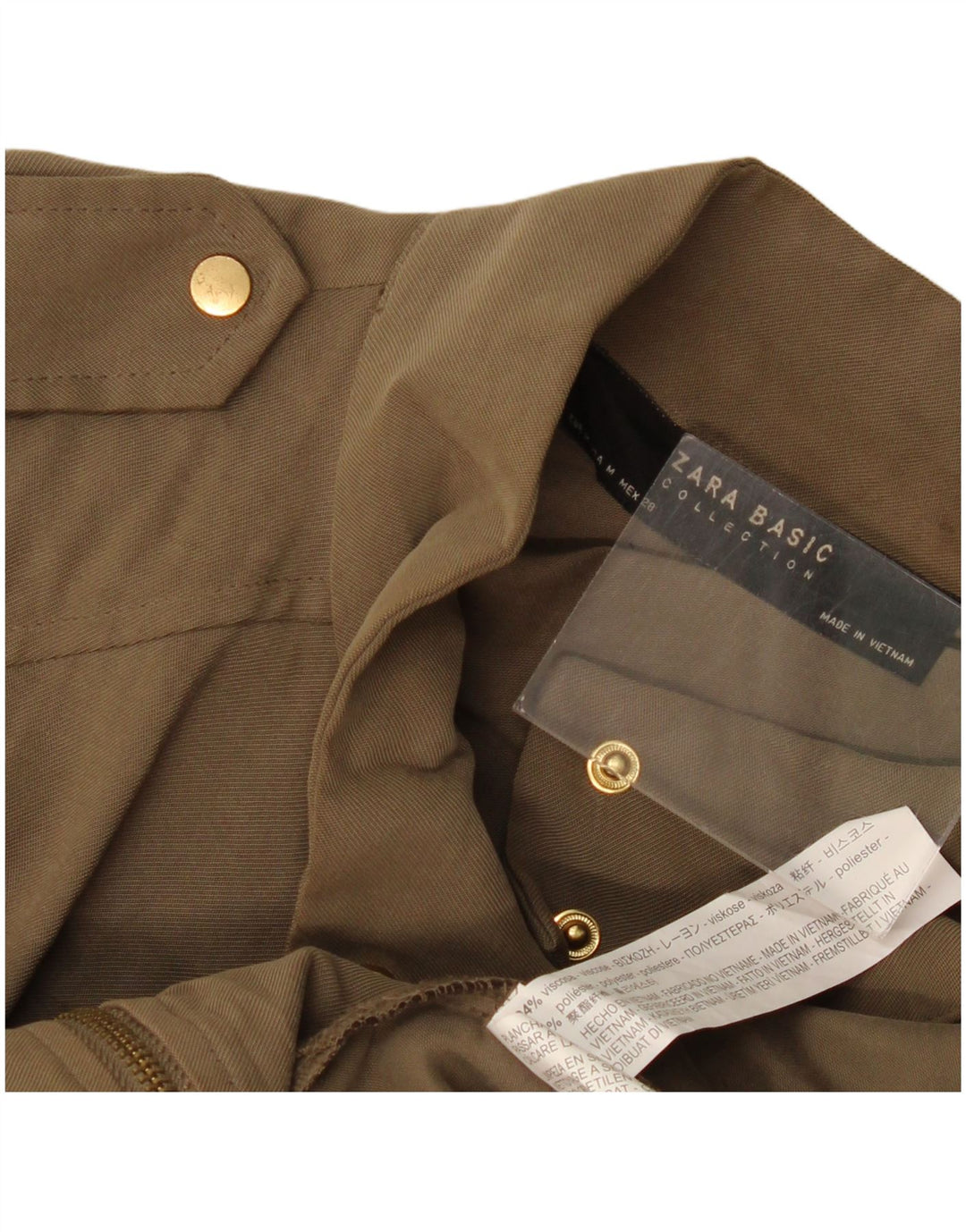 Zara Womens Military Jacket UK 14 Medium Khaki Viscose