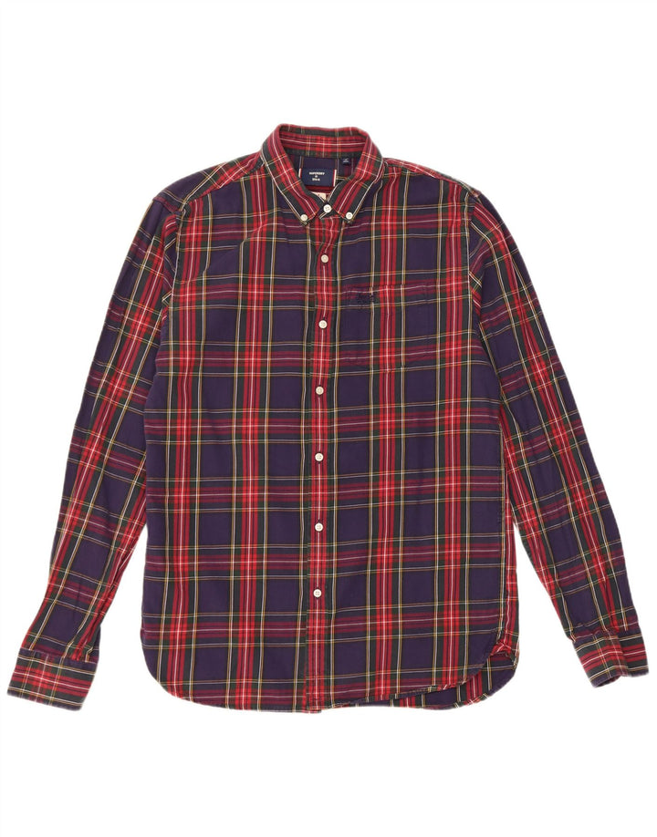 Superdry Mens Flannel Shirt Medium Navy Blue Check Cotton