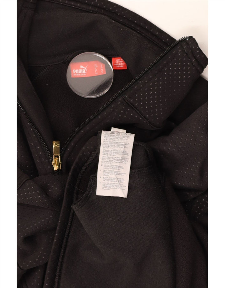 PUMA Womens Tracksuit Top Jacket UK 14 Medium  Black Spotted Polyester
