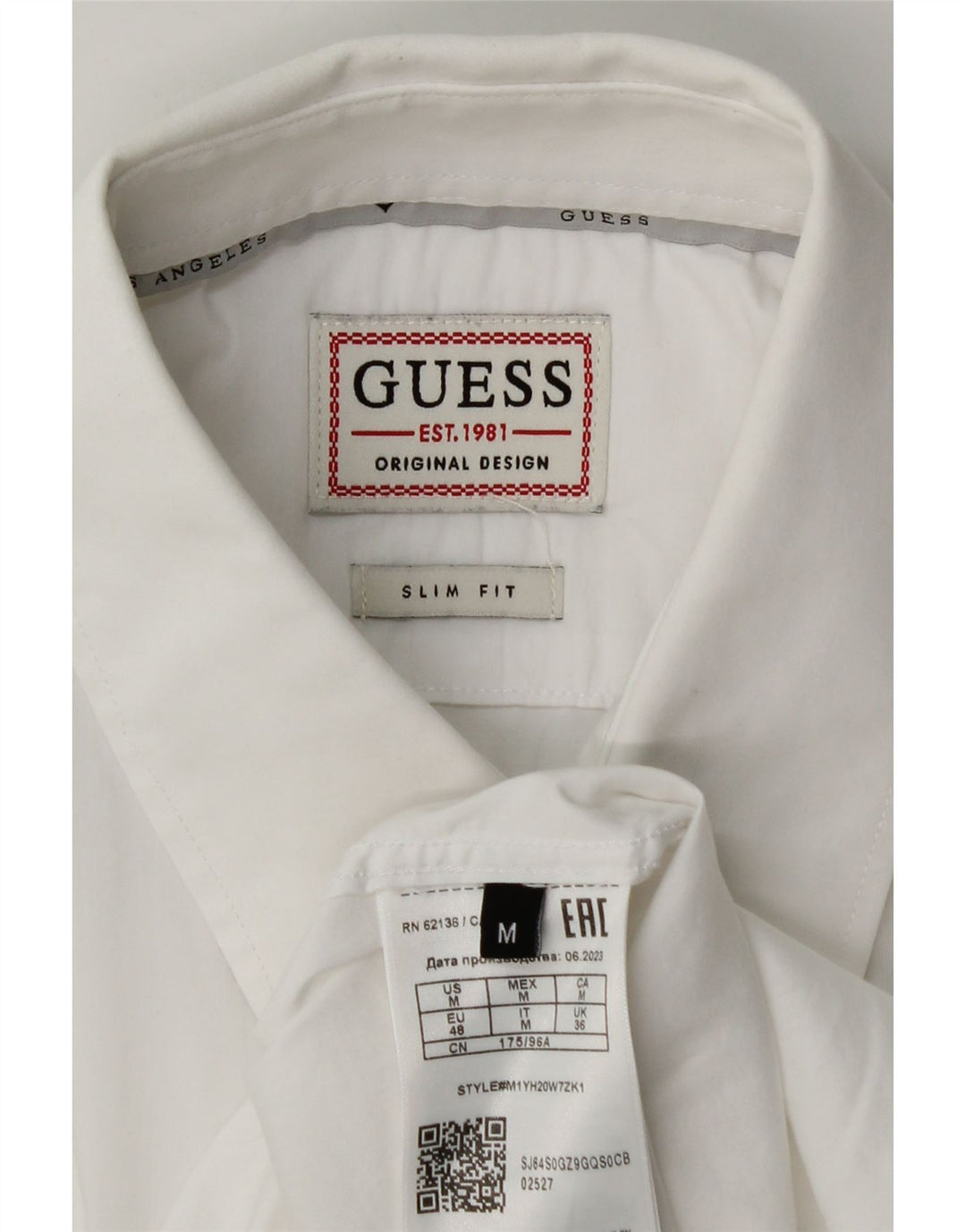 Guess Mens Slim Fit Shirt Medium White Cotton