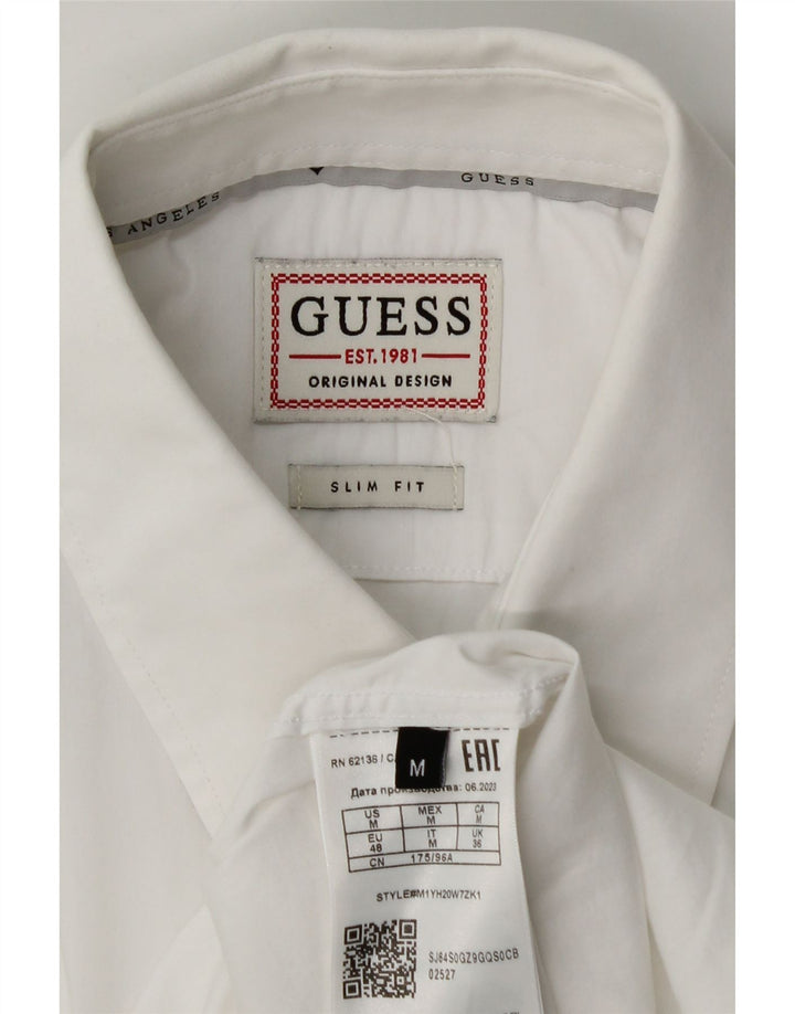 Guess Mens Slim Fit Shirt Medium White Cotton