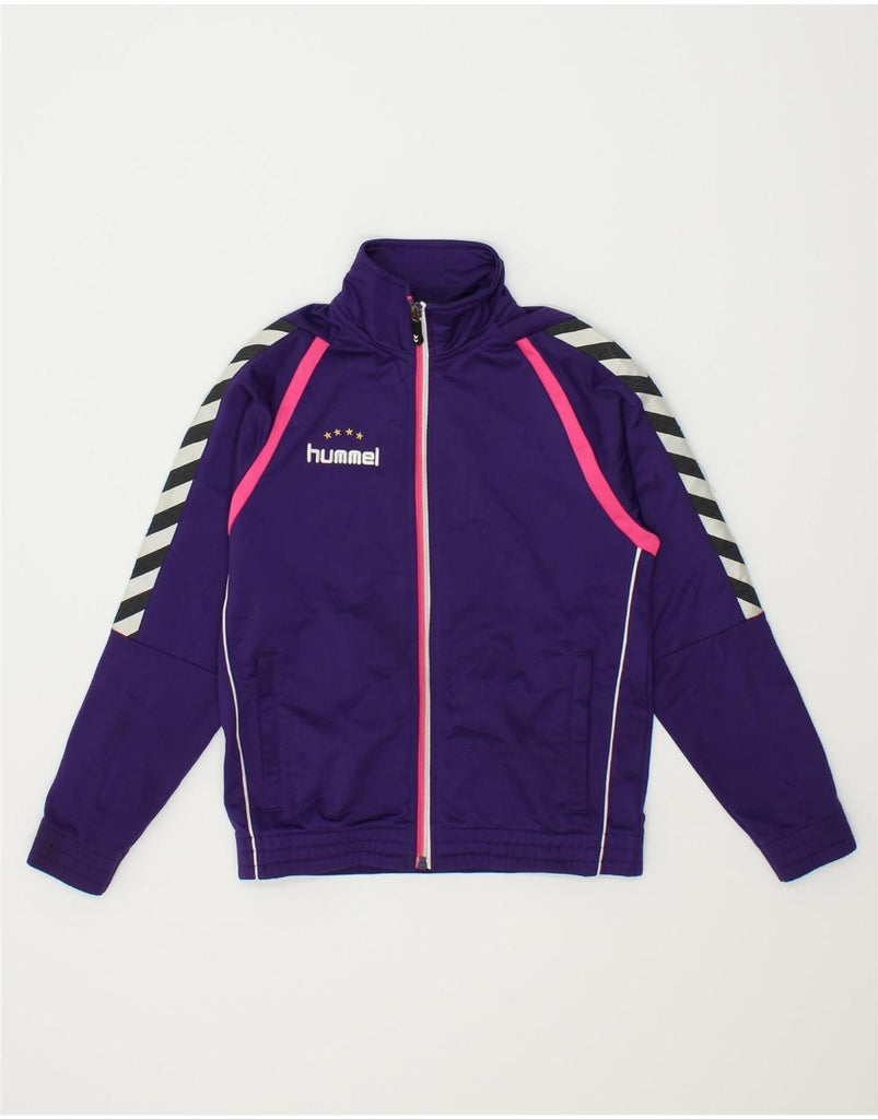 HUMMEL Girls Graphic Tracksuit Top Jacket 9-10 Years Purple Colourblock | Vintage Hummel | Thrift | Second-Hand Hummel | Used Clothing | Messina Hembry 