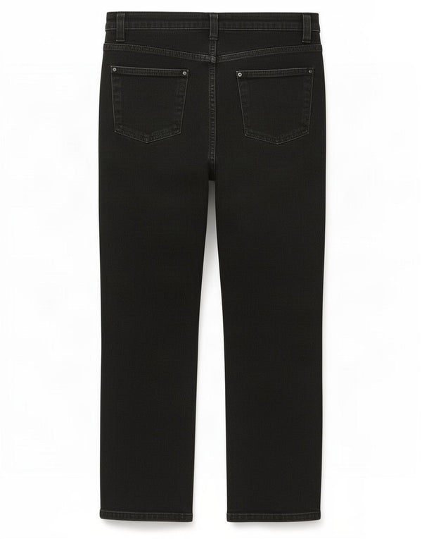 Marks & Spencer Womens Crop Straight Jeans UK 14 Large W34 L27 Black Cotton