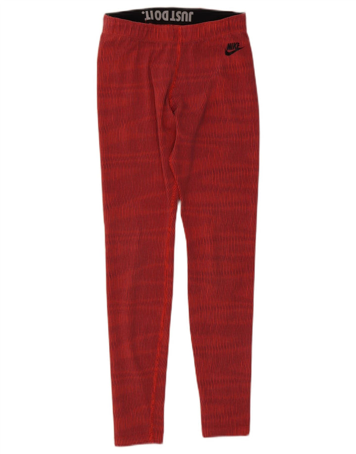 Nike Womens Leggings UK 10 Small  Red Striped Cotton