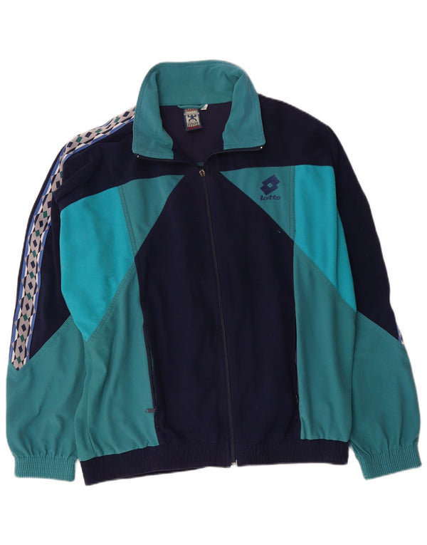 Lotto Mens Graphic Tracksuit Top Jacket Large Navy Blue Colourblock