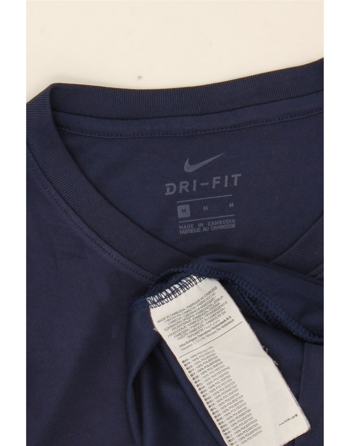 NIKE Mens Dri Fit T-Shirt Top Medium Navy Blue Polyester