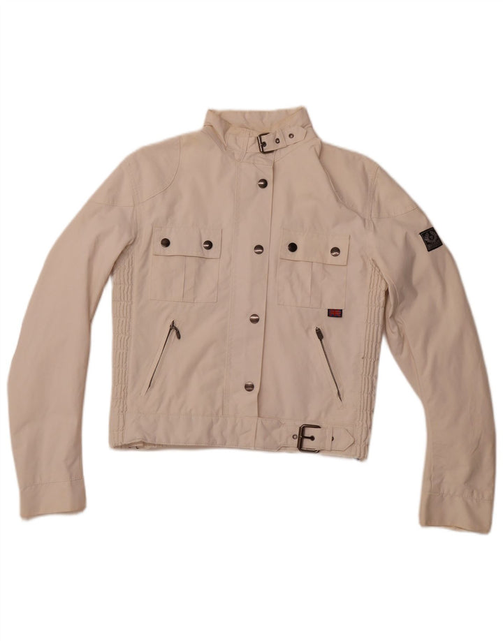 BELSTAFF Womens Crop Utility Jacket IT 42 Medium White Nylon