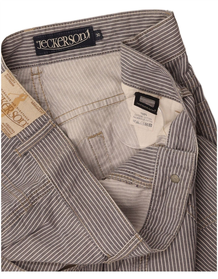 JECKERSON Mens Bermuda Shorts W30 Medium Grey Pinstripe Cotton