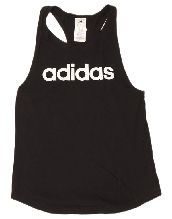 Adidas Womens Graphic Vest Top UK 8/10 Small Black Cotton