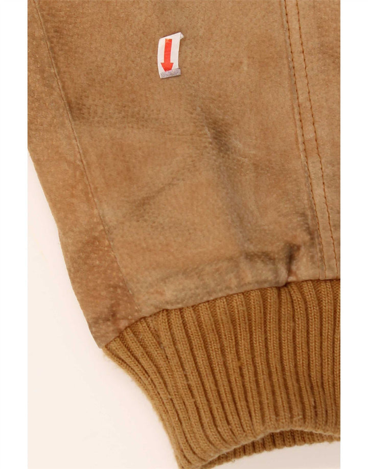 Vintage Mens Suede Jacket UK 42 2XL Beige Leather
