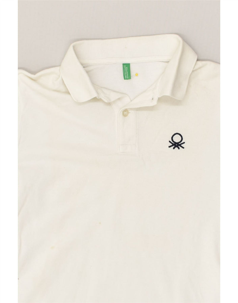 BENETTON Boys Polo Shirt 11-12 Years 2XL White Cotton | Vintage Benetton | Thrift | Second-Hand Benetton | Used Clothing | Messina Hembry 