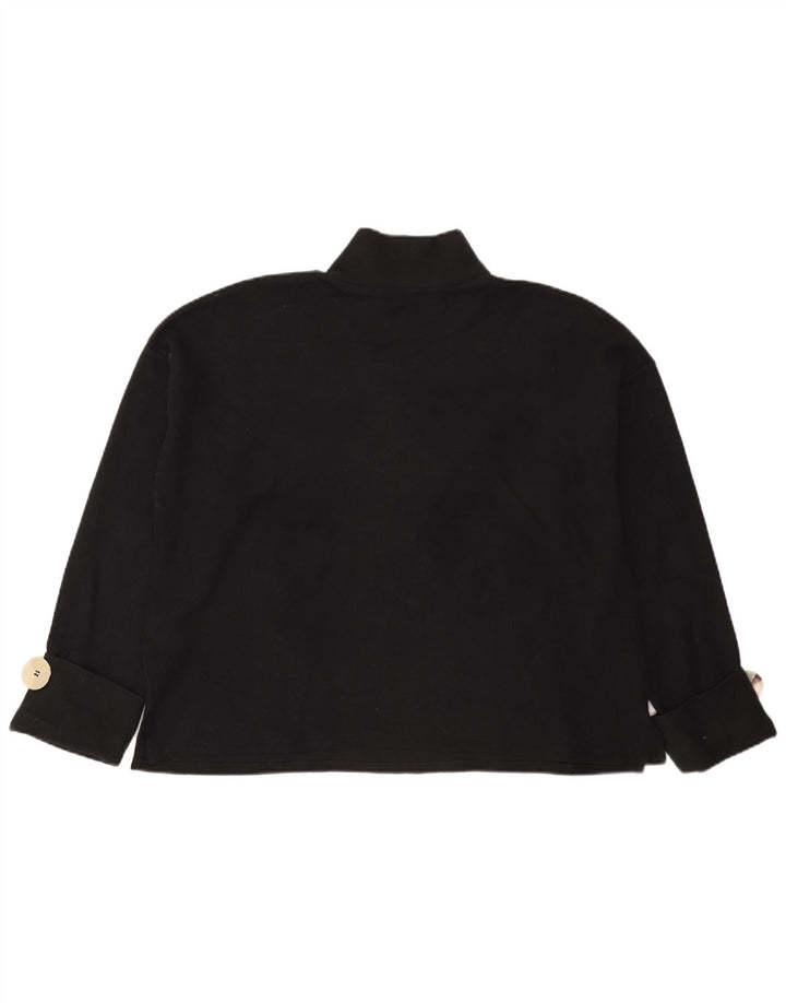 Zara Womens Oversized Top Long Sleeve UK 14 Medium Black Cotton