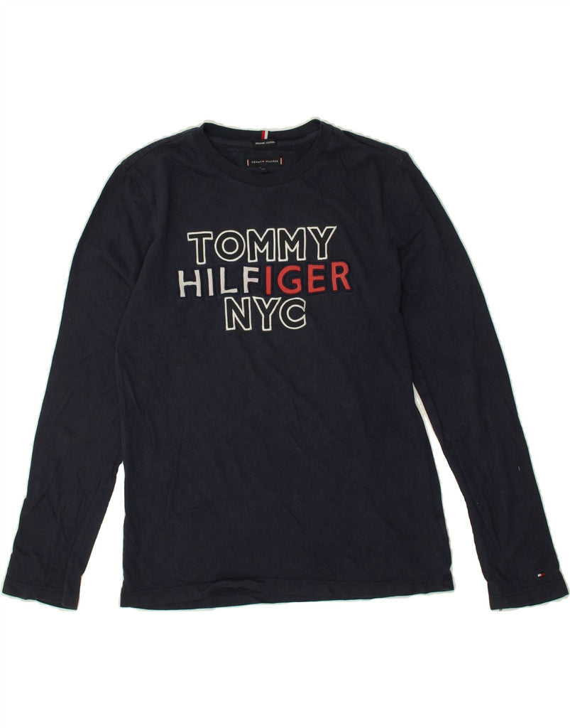 TOMMY HILFIGER Boys Graphic Top Long Sleeve 13-14 Years Navy Blue Cotton | Vintage Tommy Hilfiger | Thrift | Second-Hand Tommy Hilfiger | Used Clothing | Messina Hembry 