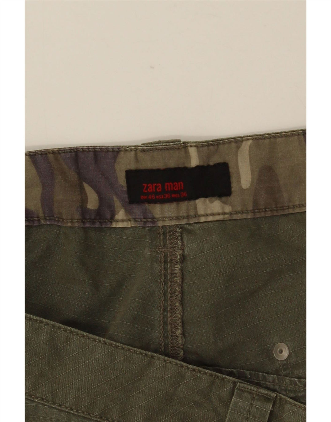 ZARA Mens Cargo Shorts EU 46 XL W36 Khaki Cotton