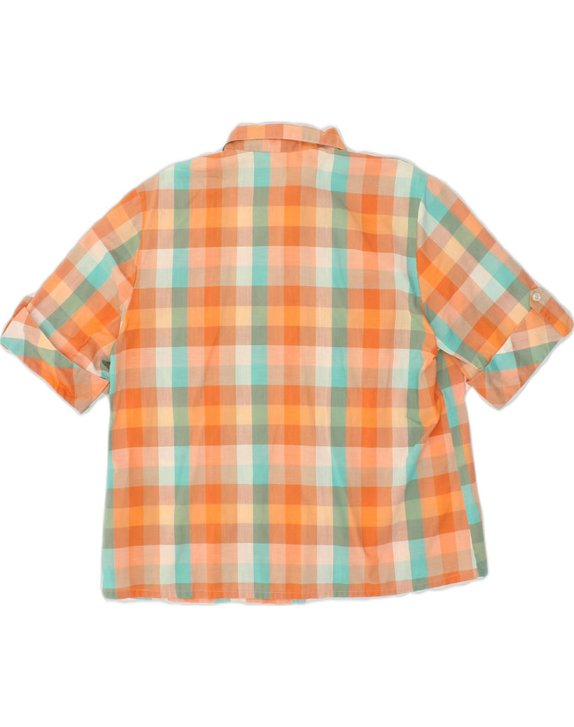 VINTAGE Womens Short Sleeve Shirt UK 12 Medium Orange Check Cotton | Vintage Vintage | Thrift | Second-Hand Vintage | Used Clothing | Messina Hembry 