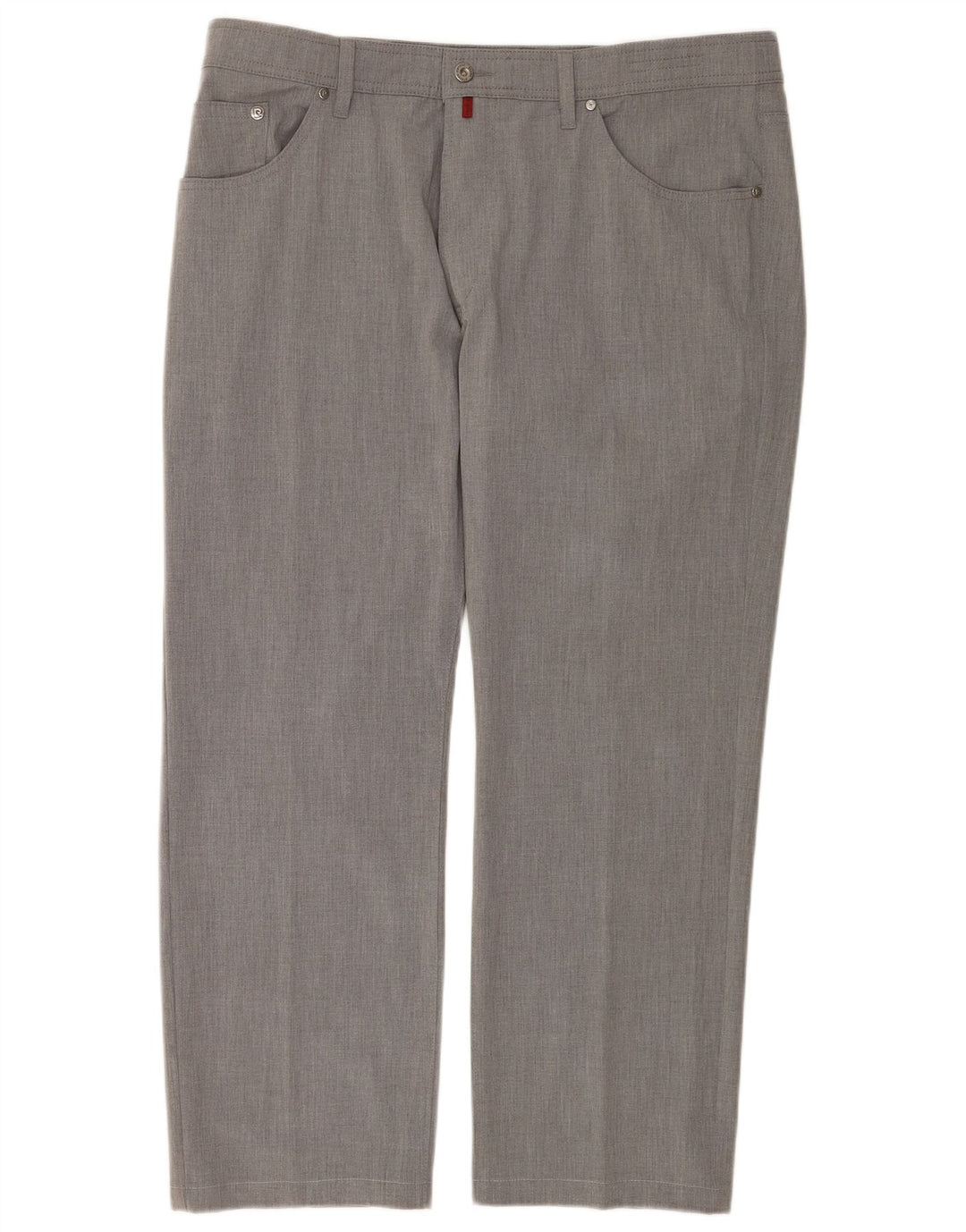 Pierre Cardin Mens Straight Casual Trousers W40 L30 Grey Polyester