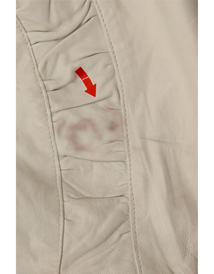 VINTAGE Womens Leather Jacket UK 16 Large White Leather Vintage Vintage and Second-Hand Vintage from Messina Hembry 