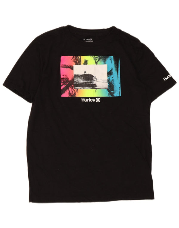Hurley Boys Graphic T-Shirt Top 13-14 Years XL Black Cotton