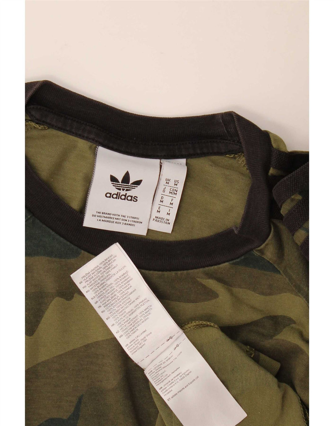 Adidas Mens T-Shirt Top Medium Khaki Camouflage Cotton