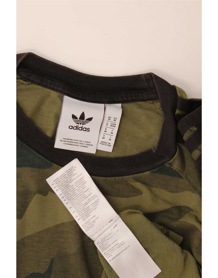 Adidas Mens T-Shirt Top Medium Khaki Camouflage Cotton