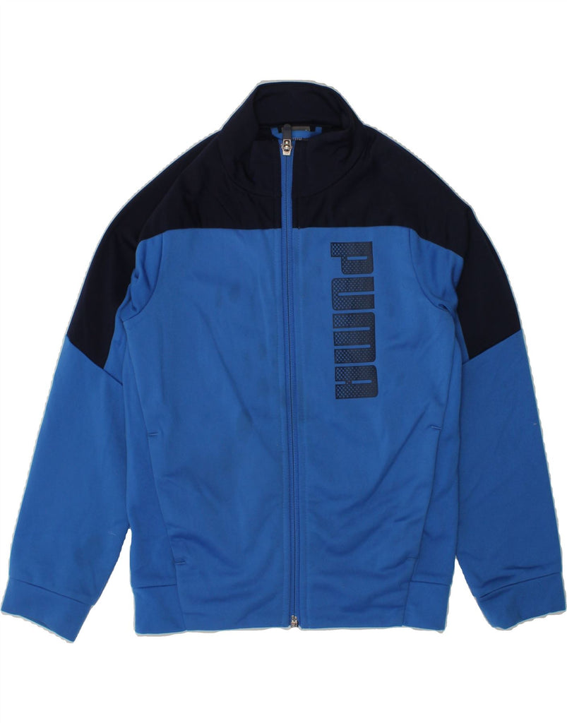 PUMA Boys Graphic Tracksuit Top Jacket 5-6 Years Blue Colourblock | Vintage Puma | Thrift | Second-Hand Puma | Used Clothing | Messina Hembry 