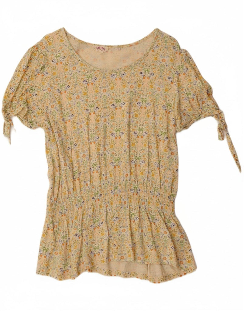 FAT FACE Womens Oversized Blouse Top UK 12 Medium  Beige Floral Vintage Fat Face and Second-Hand Fat Face from Messina Hembry 