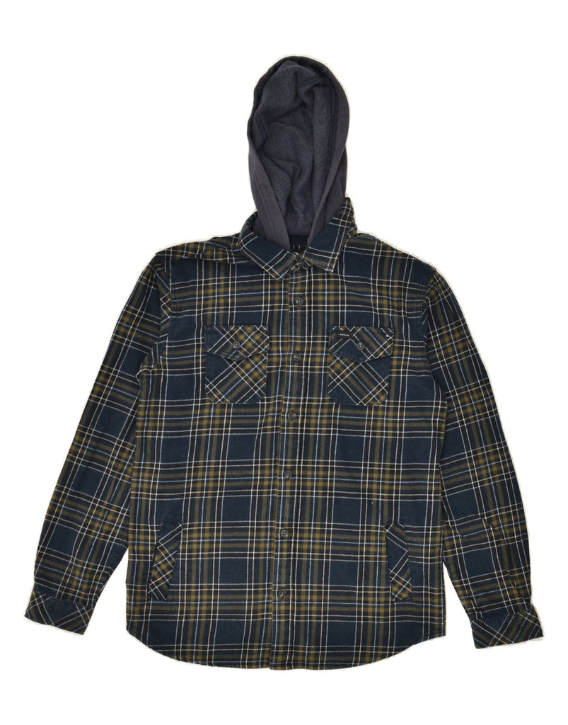 RIP CURL Boys Hooded Flannel Shirt 13-14 Years Navy Blue Check Cotton | Vintage Rip Curl | Thrift | Second-Hand Rip Curl | Used Clothing | Messina Hembry 