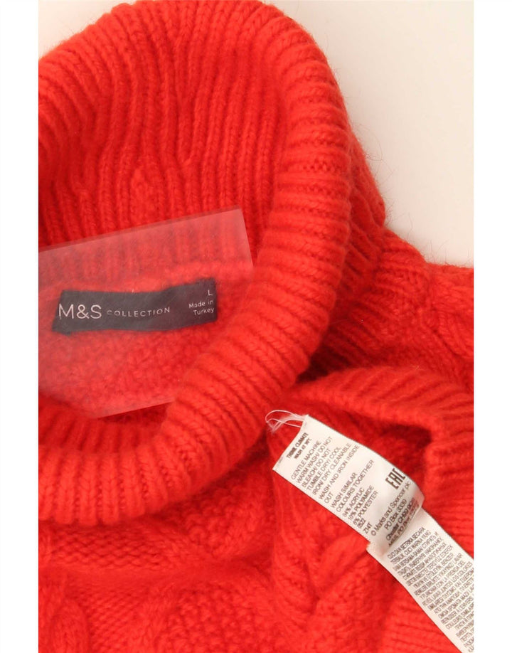 Marks & Spencer Womens Oversized Roll Neck Jumper Sweater UK 16 Large Red