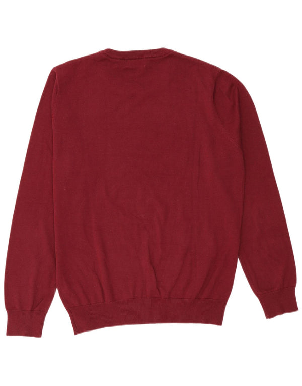 Calvin Klein Mens Crew Neck Jumper Sweater Large Burgundy Cotton