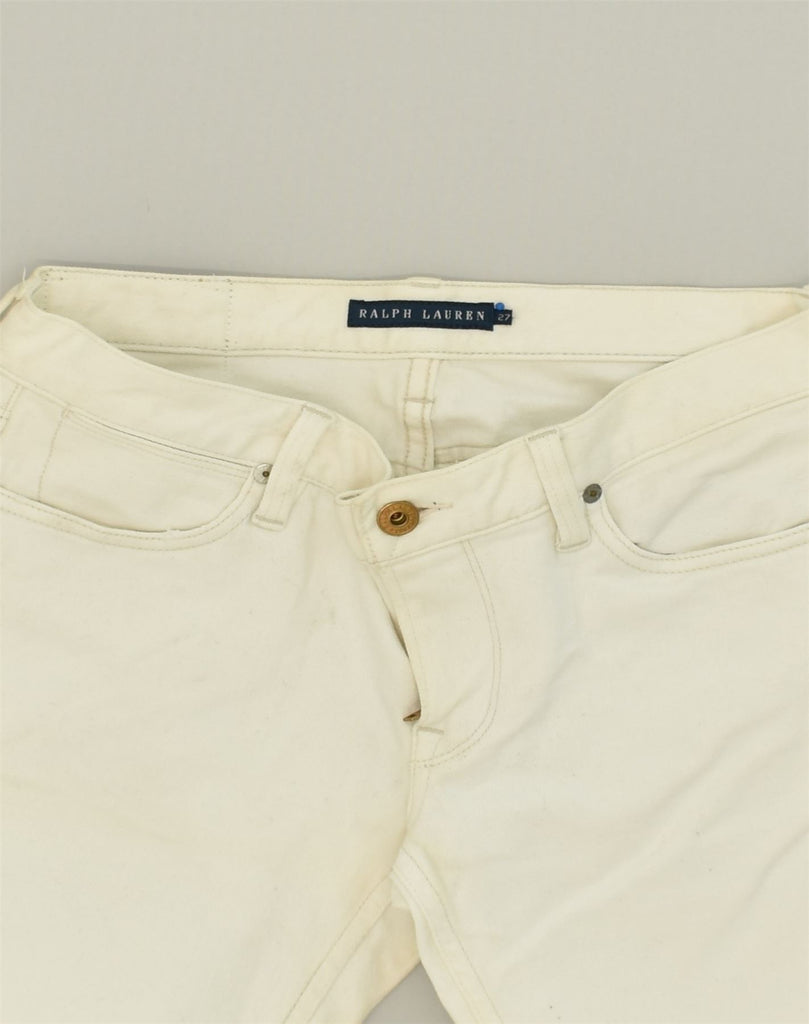 RALPH LAUREN Womens Low Waist Straight Jeans W30 L26  Off White Cotton | Vintage Ralph Lauren | Thrift | Second-Hand Ralph Lauren | Used Clothing | Messina Hembry 