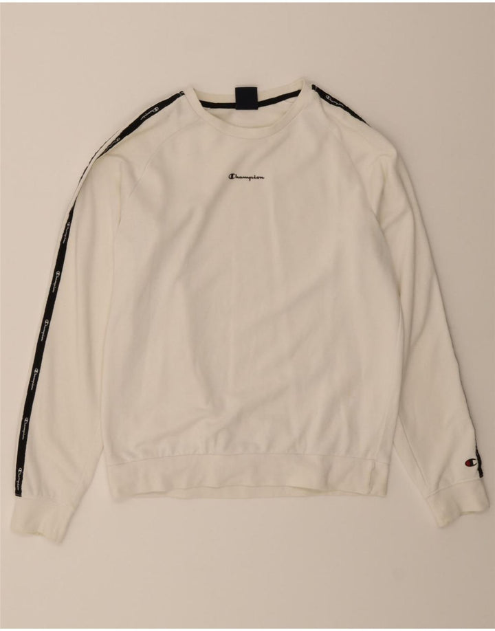 CHAMPION Boys Graphic Sweatshirt Jumper 15-16 Years 2XL  White Vintage Champion and Second-Hand Champion from Messina Hembry 