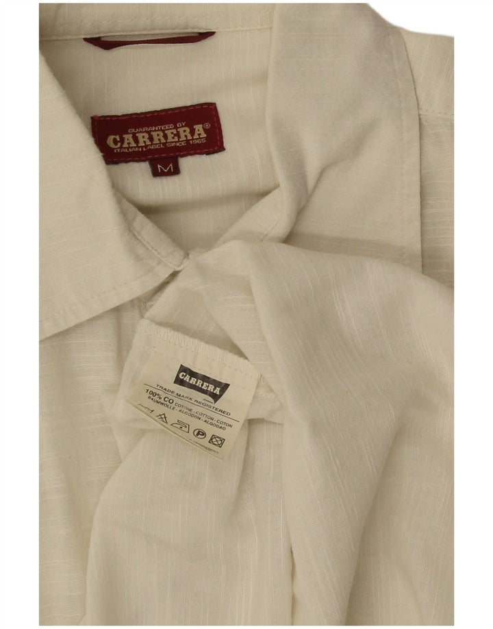 Carrera Mens Short Sleeve Shirt Medium Off White Cotton