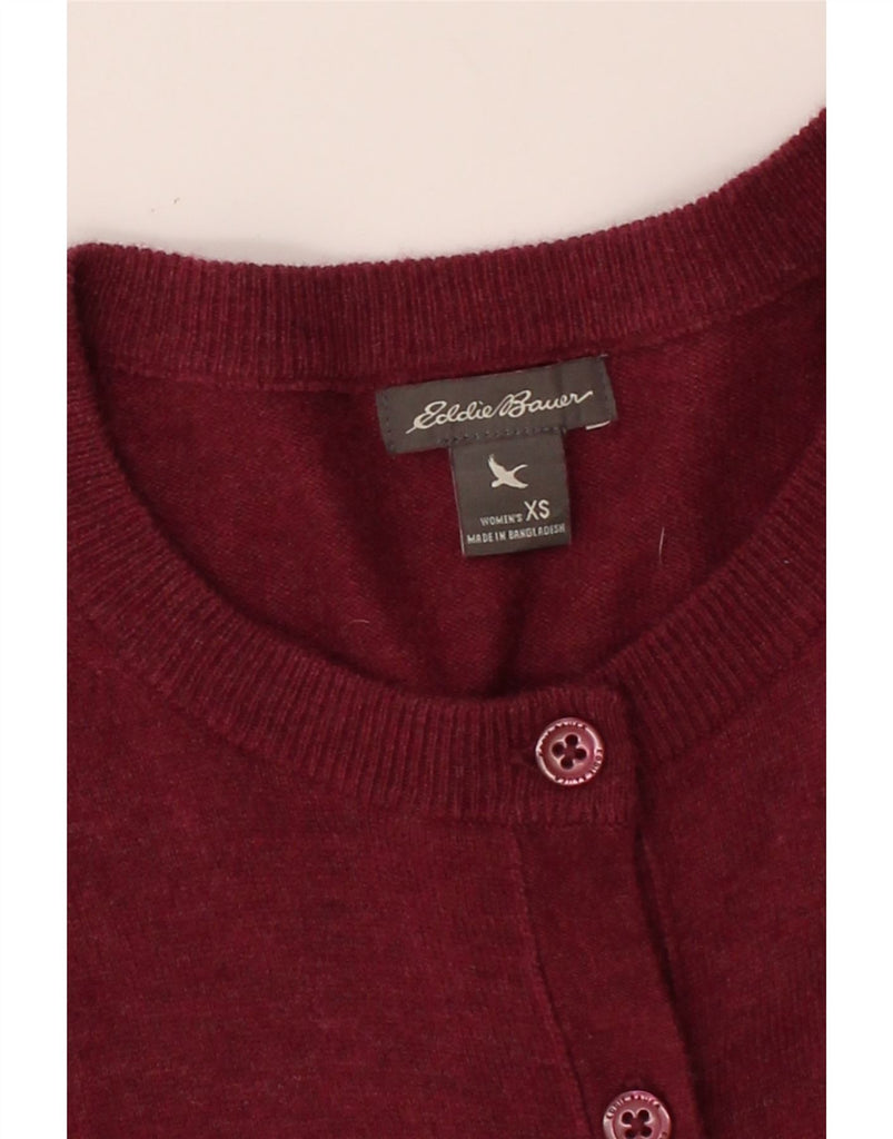 EDDIE BAUER Womens Cardigan Sweater UK 6 XS Burgundy Cotton Vintage Eddie Bauer and Second-Hand Eddie Bauer from Messina Hembry 
