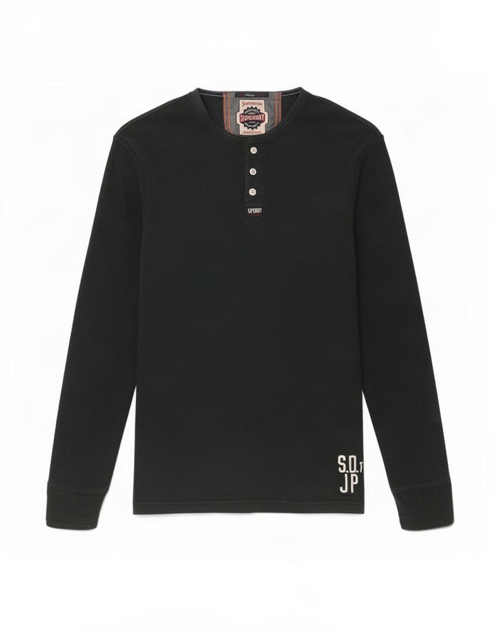 Superdry Mens Graphic Top Long Sleeve Medium Navy Blue Cotton