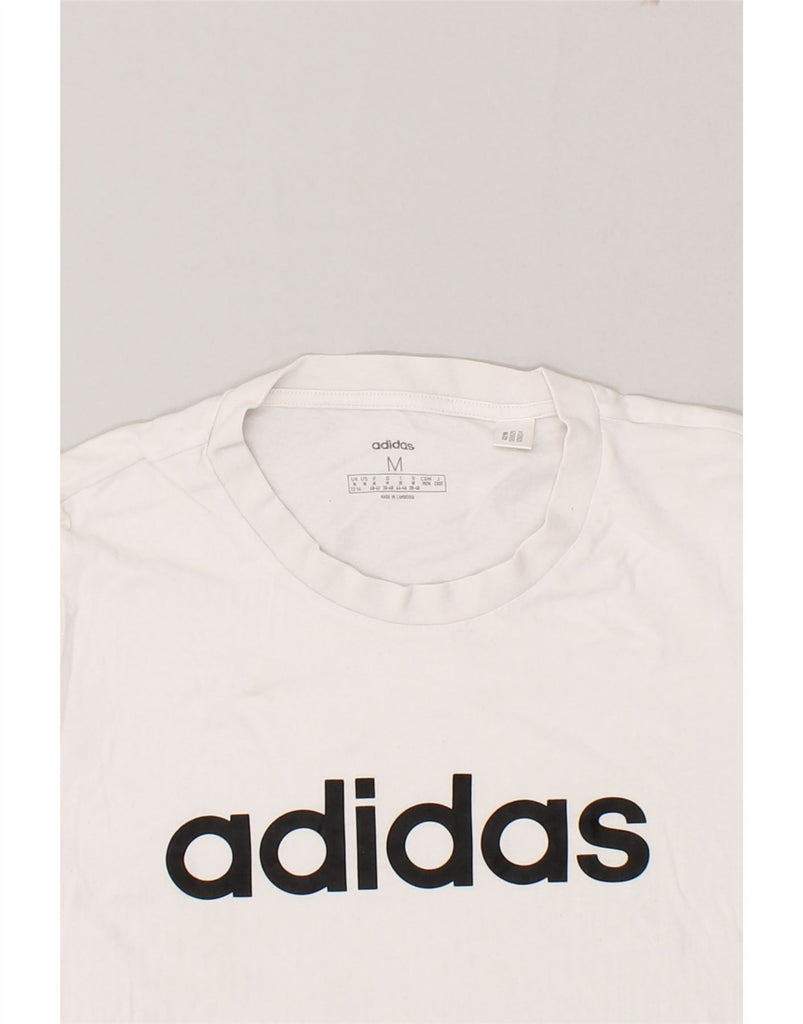 ADIDAS Womens Graphic T-Shirt Top uk 12/14 Medium White Cotton Vintage Adidas and Second-Hand Adidas from Messina Hembry 