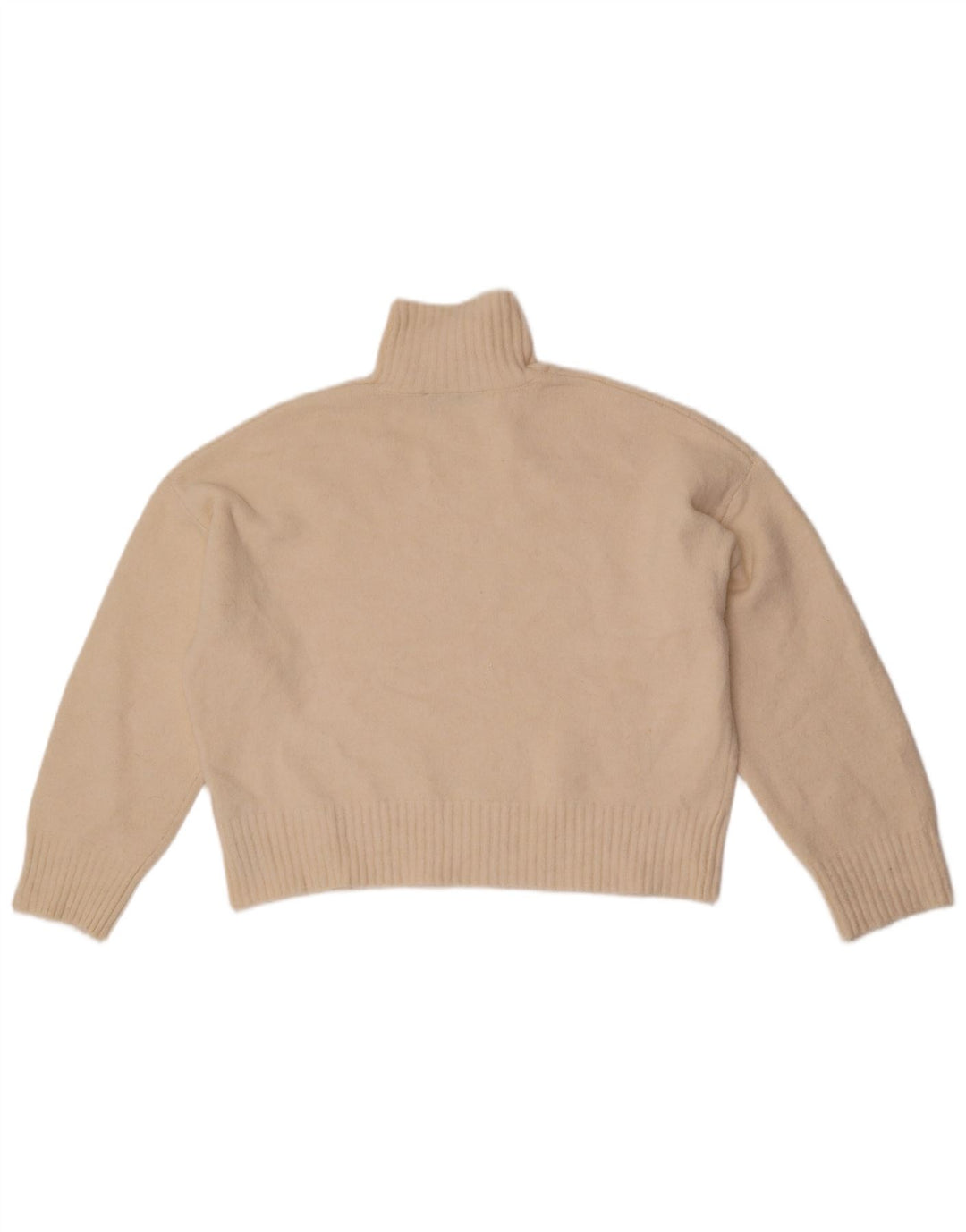 Zara Womens Crop Oversized Turtle Neck Jumper Sweater UK 10 Small Off White