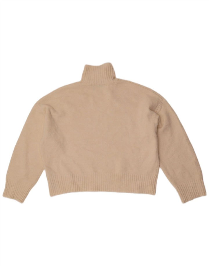 Zara Womens Crop Oversized Turtle Neck Jumper Sweater UK 10 Small Off White