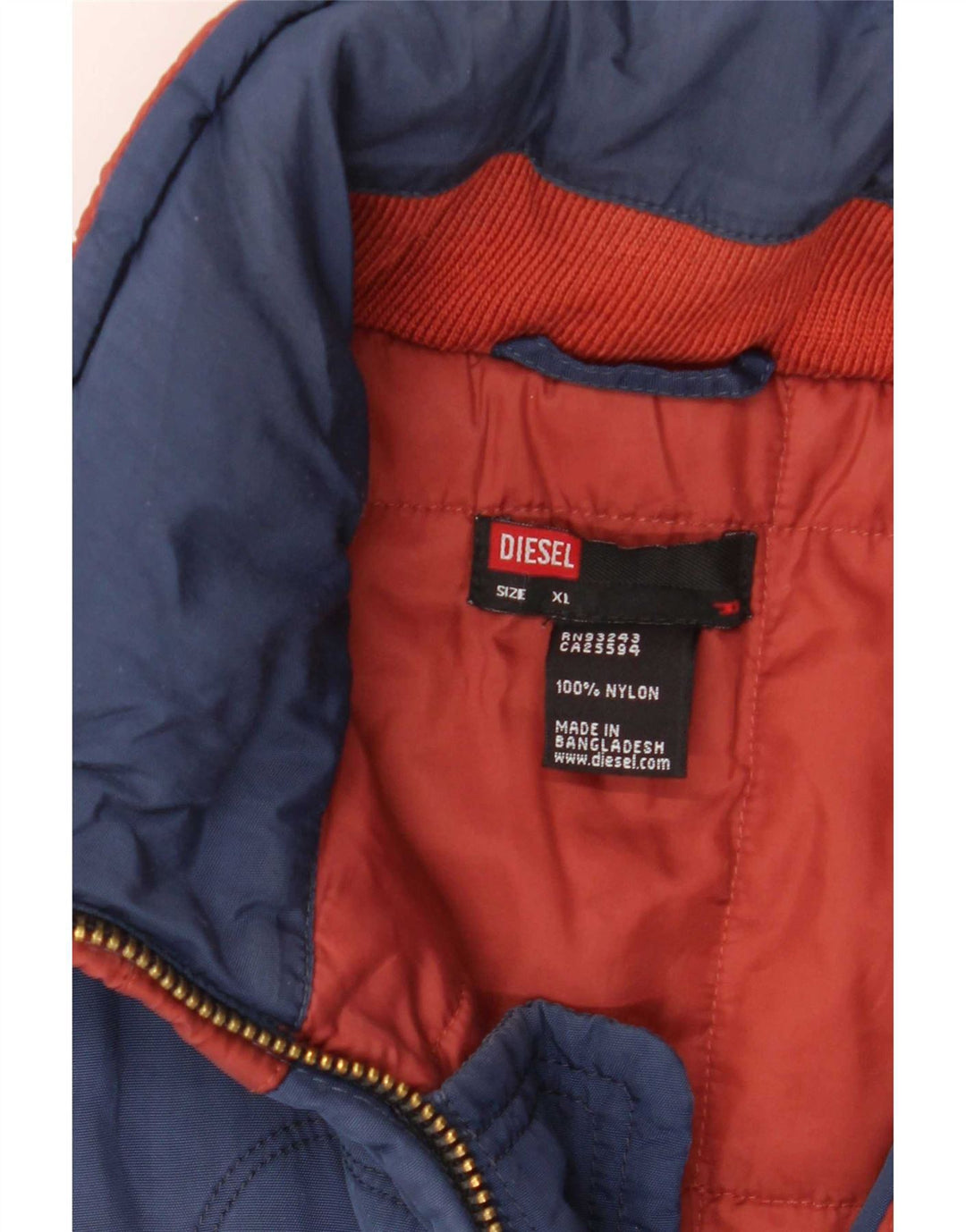Diesel Mens Hooded Bomber Jacket UK 42 XL Blue Nylon